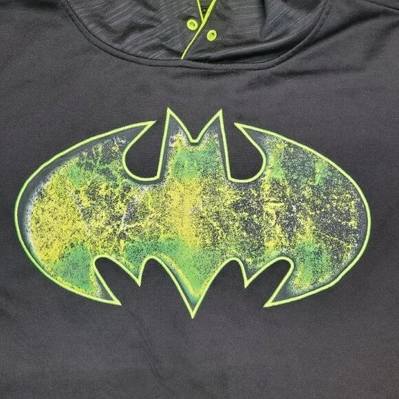 Batman Size Large Hoodie Pullover by TM & DC Comics Black Neon Green - Picture 4 of 10